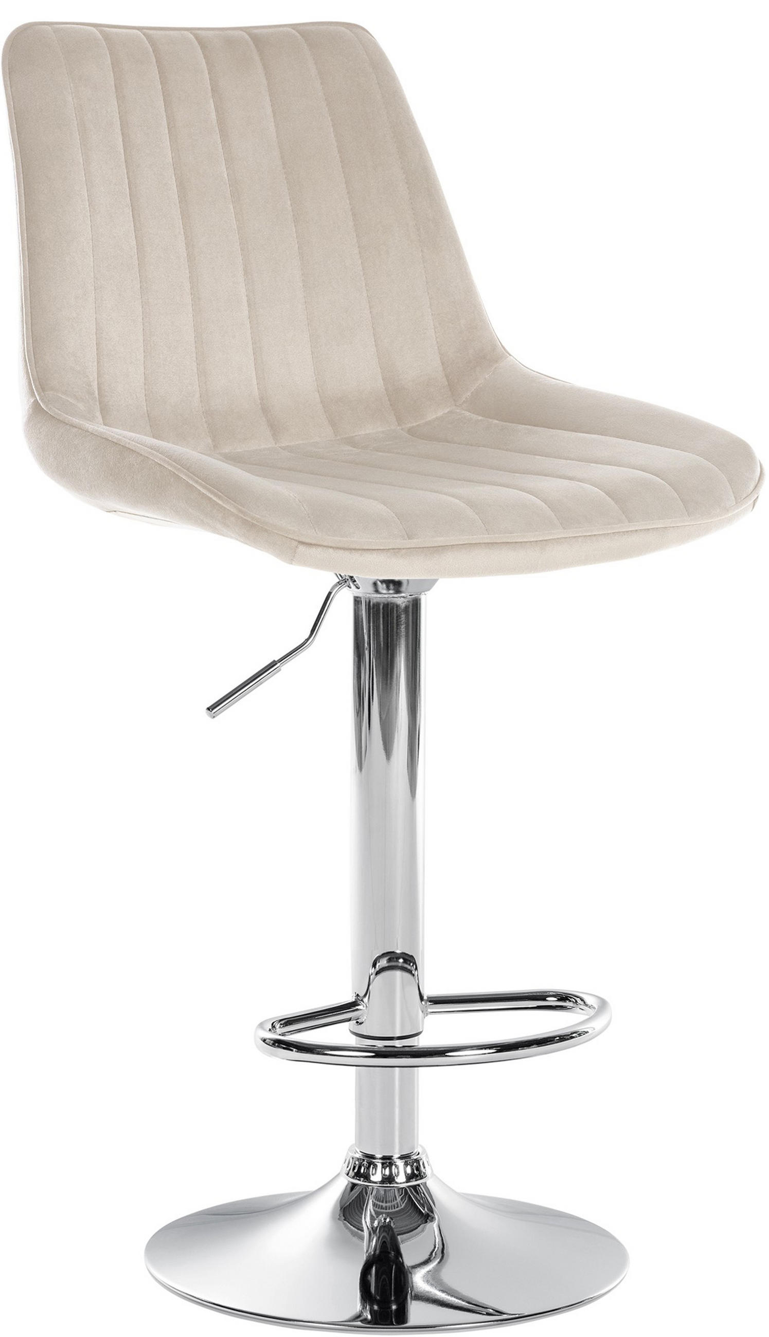 BARHOCKER Tolor Samt chrom creme - Chromfarben/Naturfarben, Textil/Metall (49.5/112/50cm) - TPFLiving