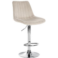 BARHOCKER Tolor Samt chrom creme - Chromfarben/Naturfarben, Textil/Metall (49.5/112/50cm) - TPFLiving