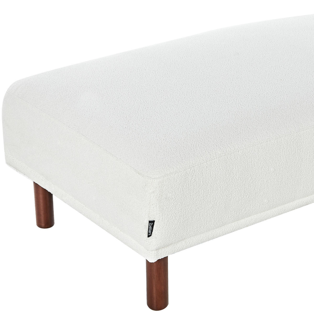 OTTOMANE Weiß Holt - Weiß/Braun, Textil (112/44/67cm) - Beliani