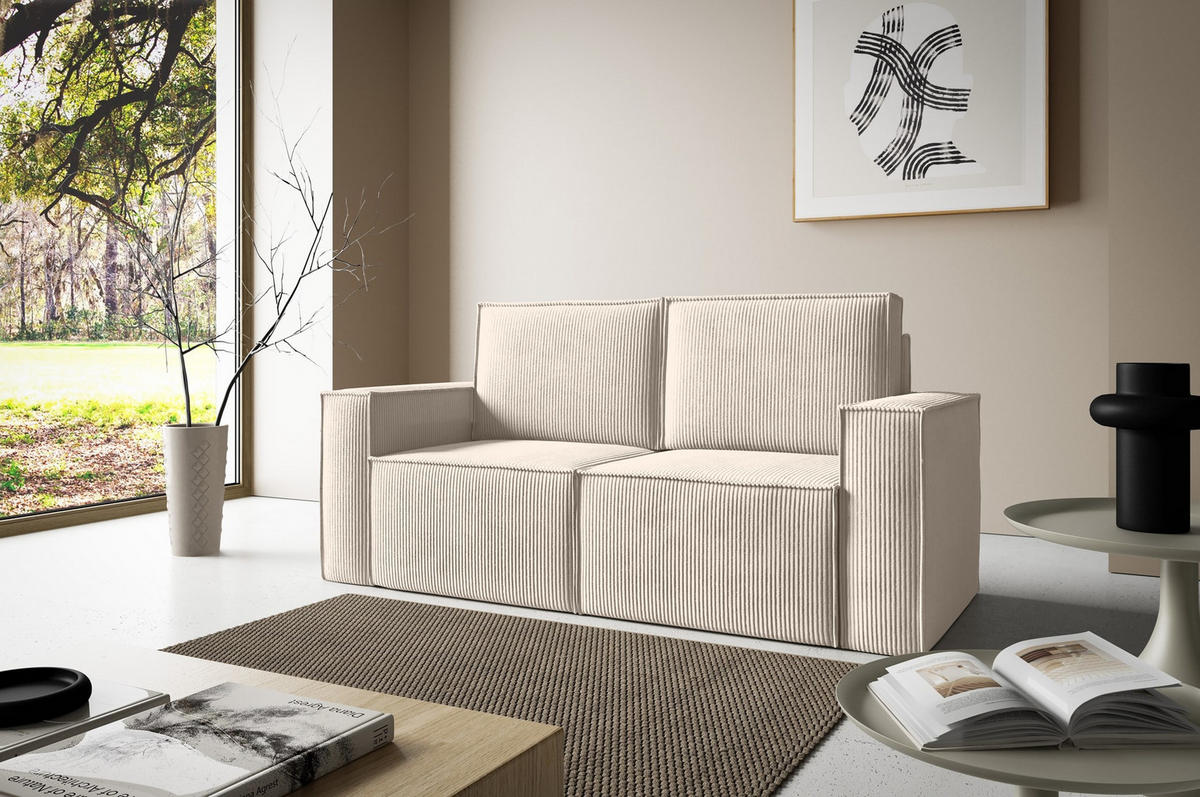 SOFA Orto Beige, Zweisitzer Polstersofa - Beige, Holzwerkstoff/Textil (178/93/82cm) - Bettso