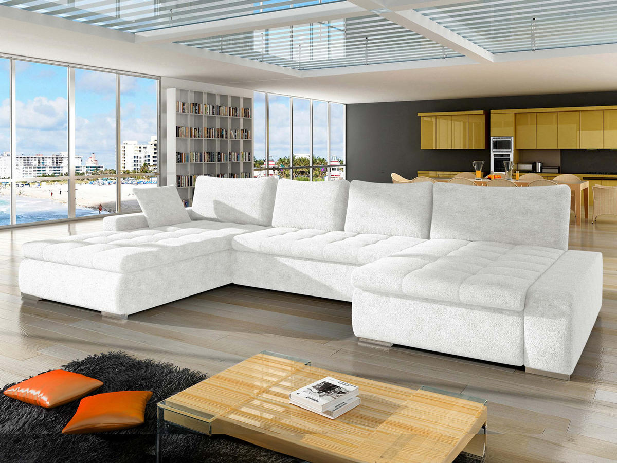 WOHNLANDSCHAFT Caro - Silberfarben/Hellgrau, Holz/Textil (394/80/213cm) - MIRJAN24