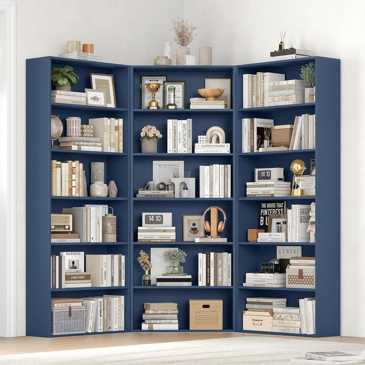 BÜCHERREGAL 6 Fächer 180 x 60 x 23,5 cm blau - Blau, Holzwerkstoff (60/180/23.5cm)
