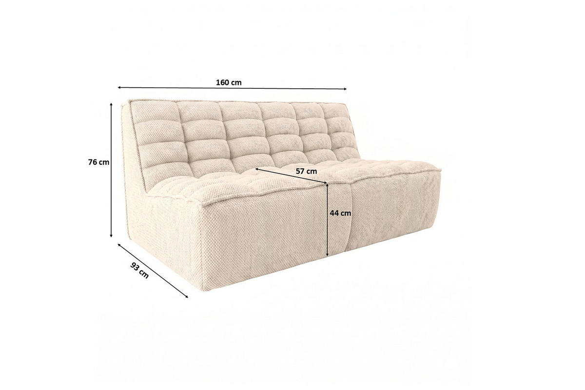 POHOVKA 2místná modulární, plyšová tkanina Pop, Krémová, LAZY - krémová, dřevo (160/76/93cm) - Kaiser Möbel