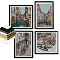 WANDBILDER 4er-Set - 50x50 cm & 40x60 cm Schwarzer Rahmen - Die charmanten Straßen der Hafenstädte - Schwarz, Kunststoff (50/50cm) - ArtPrintCave