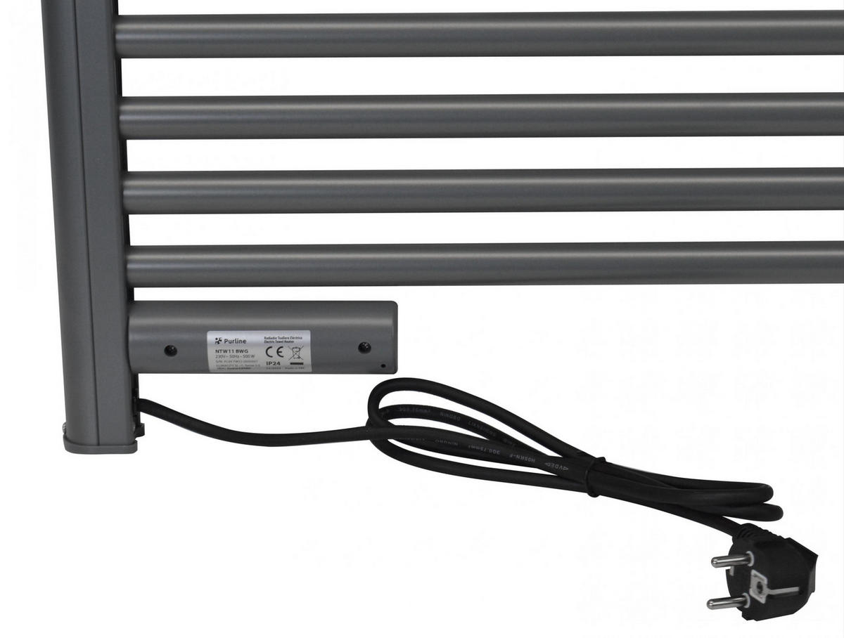 HANDTUCHTROCKNER Grau mit Elektrosystem und Wandhalterung 500 W - Grau, Metall (54/107/4cm) - Purline