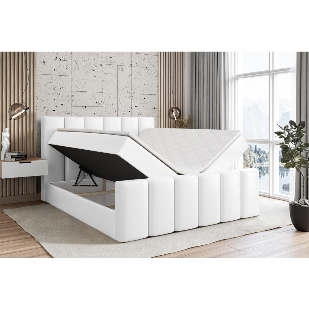 Thumbnail - Altdecor Boxbett, Weiß Hochglanz, Holzwerkstoff, Höhe ca. 20 cm, 180x200 cm, Schlafzimmer, Betten, Boxspringbetten