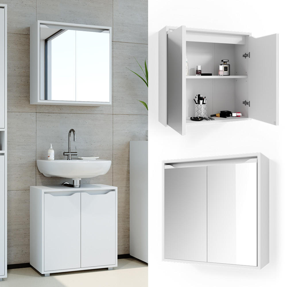 BADSPIEGELSCHRANK Ruben Weiß 60 x 60 cm - Weiß, Holzwerkstoff (60/60/20cm) - Vicco