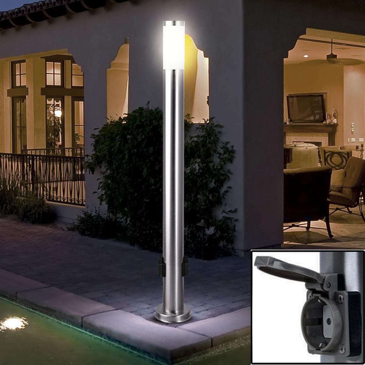 LED WEGELEUCHTE Edelstahl Silber - Silberfarben, Kunststoff (13.1/13.1/110cm) - Globo Lighting