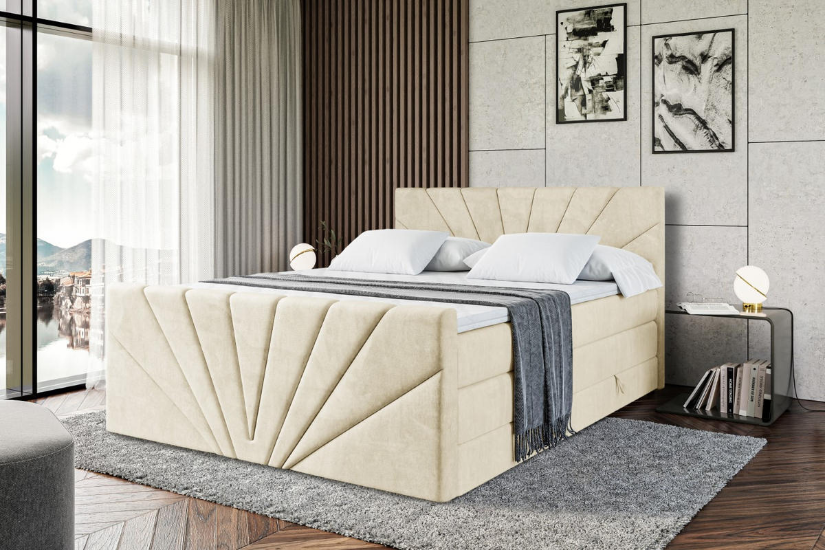 BOXSPRINGBETT MILTIO-Z KING - 140x200 - H3/H4 - Beige - Beige, Holzwerkstoff (140/200cm) - ALTDECOR