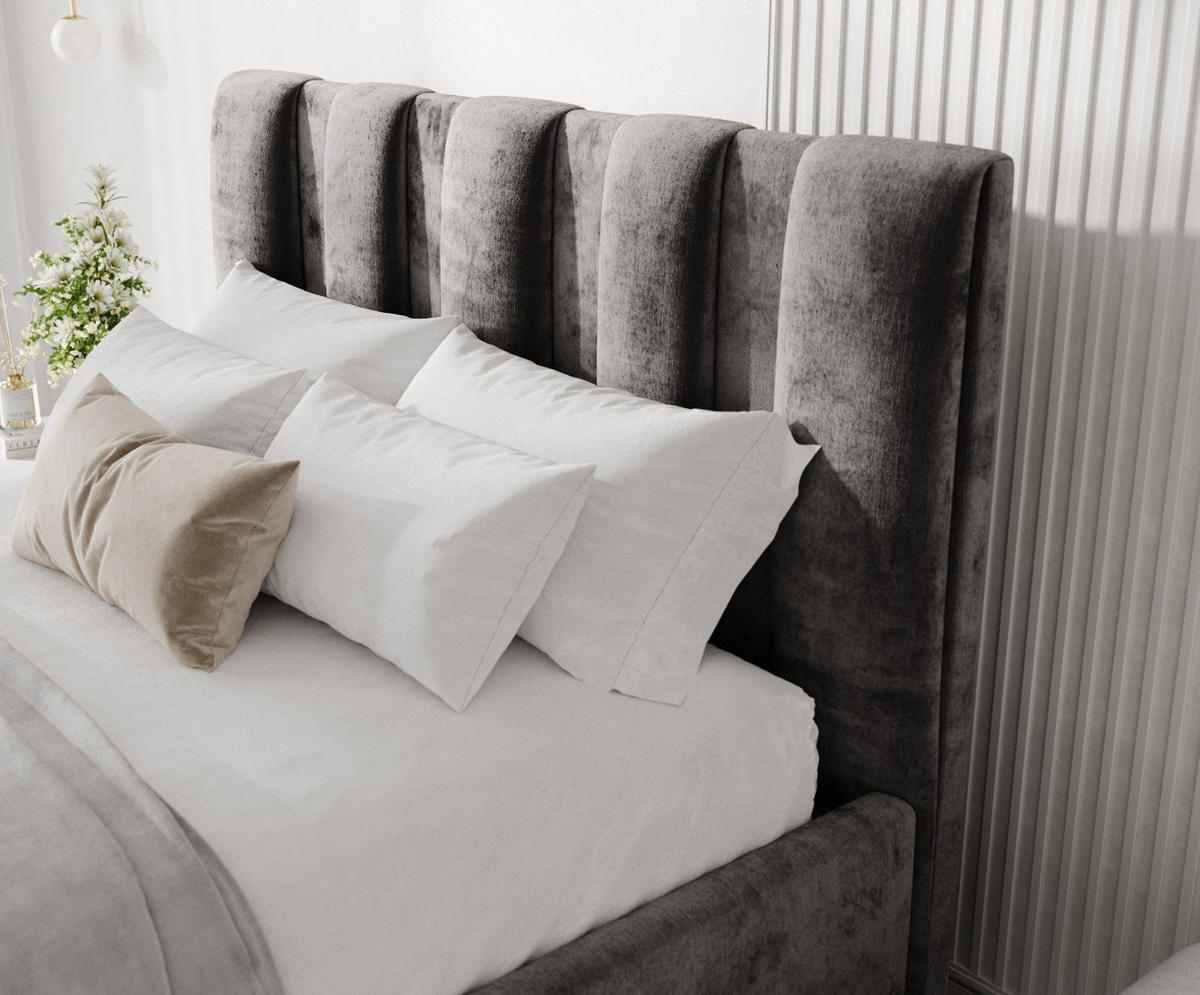 POLSTERBETT Loom 180/200 cm Anthrazit im Lotta Stoff - Anthrazit/Naturfarben, Holz/Holzwerkstoff (180/200cm) - AltaBeds