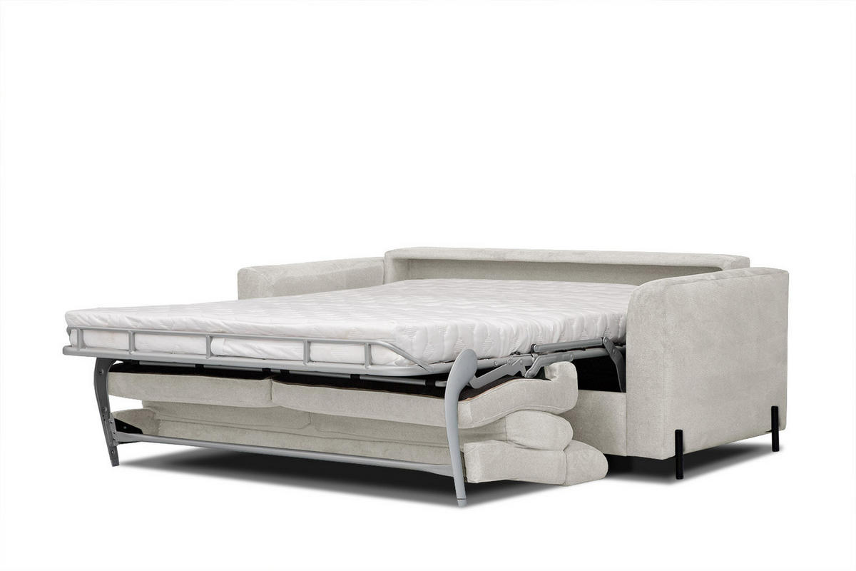 SOFA MEZO 3-Sitzer mit Schlaffunktion, ecru - Ecru/Schwarz, Holz/Textil (232/90/107cm) - Courtois Laville