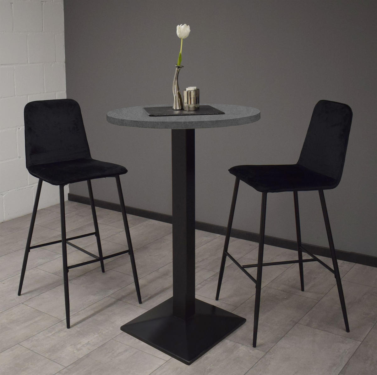 TRESENTISCH rund Eleanore 70 cm schwarz matt/graphit - Graphitfarben, Metall (70/70/106cm) - 58aufmkessel