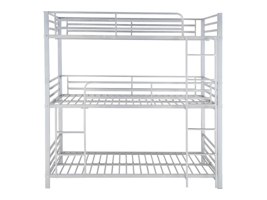 ETAGENBETT - 3 Personen - 3 x 90 x 190 cm - Metall - Silberfarben - ELOUAN III - Silberfarben, Metall - Vente-Unique