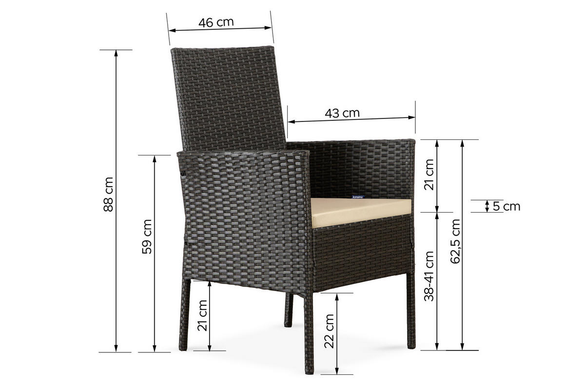 GARTENGARNITUR SCILLOS Tisch und Stühle 7-tlg, braun beige - Beige/Braun, Kunststoff - KONSIMO®