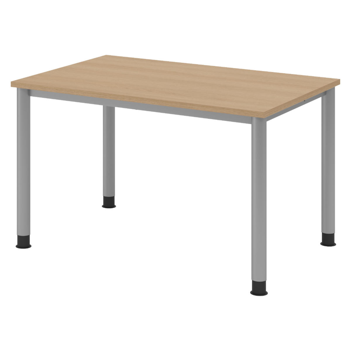 SCHREIBTISCH Serie-H Gestell: Silber 80/120/74 cm in Eichefarben - Eichefarben, Holzwerkstoff (80/120/74cm) - bümö