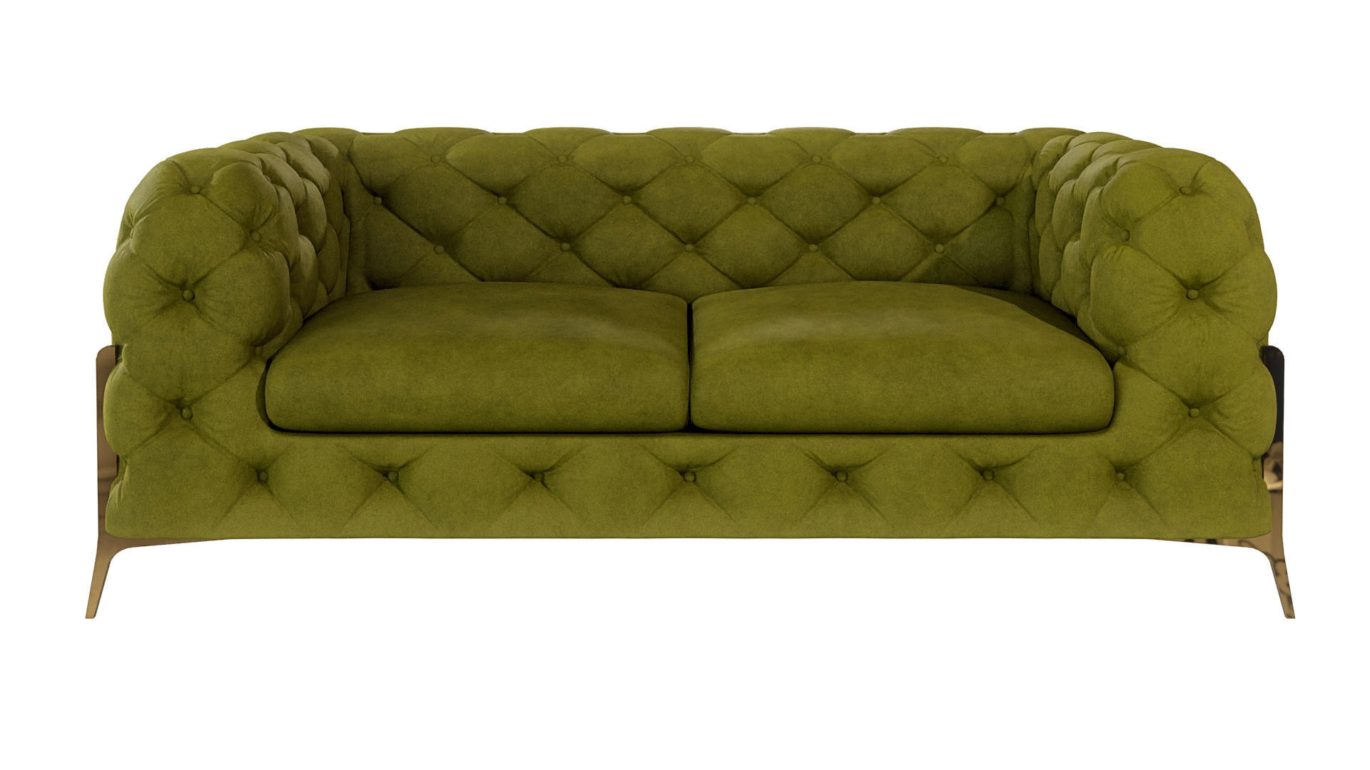 Thumbnail - S-Style Möbel Chesterfield-Sofa, Olivgrün, Textil, Echtholz,Buche, Birke, 2-Sitzer, Füllung: Polyetherschaumkern, 185x75...