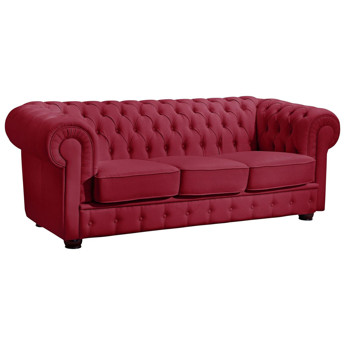 SOFA 3-Sitzer Kalea Bezug pigmentiertes Nappaleder Buche nussbaum dunkel / rot - Rot, Leder (200/76/98cm) - 58aufmkessel