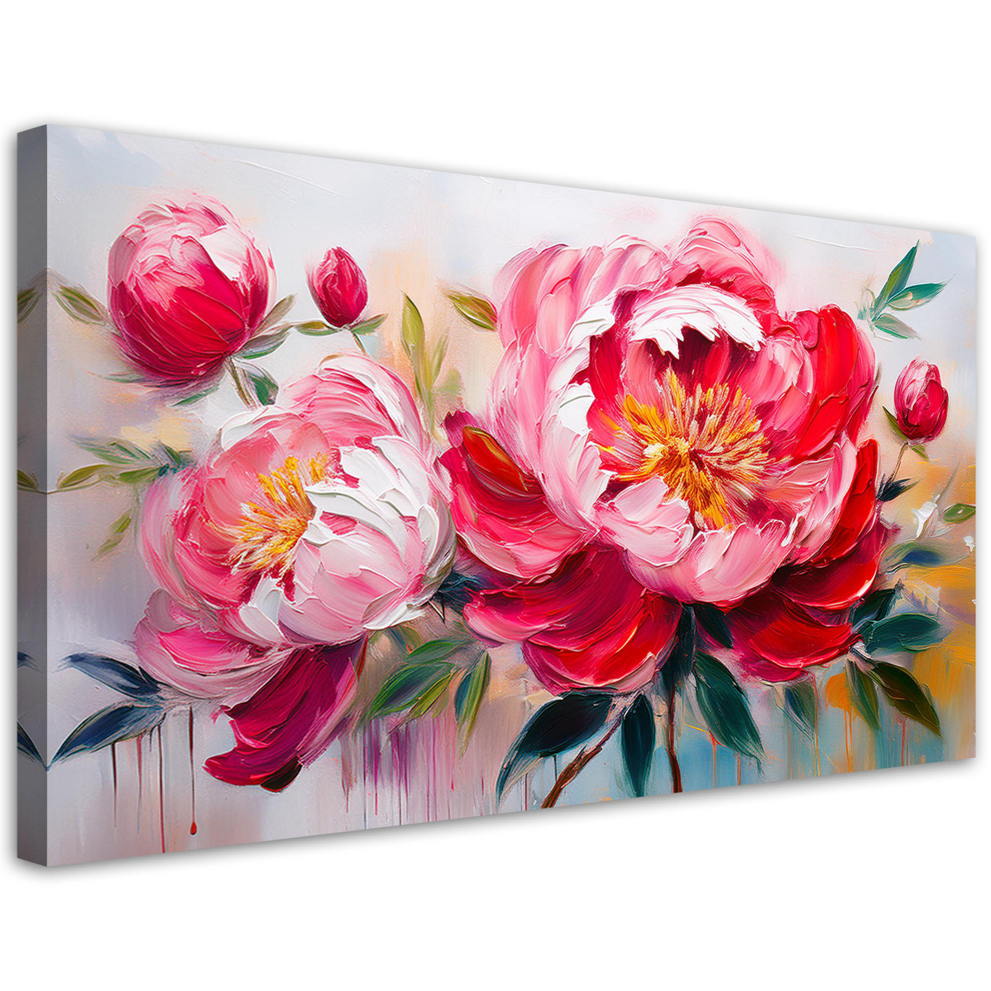WANDBILD blühende rosa pfingstrosen - Pink, Textil (120/60cm) - Feeby