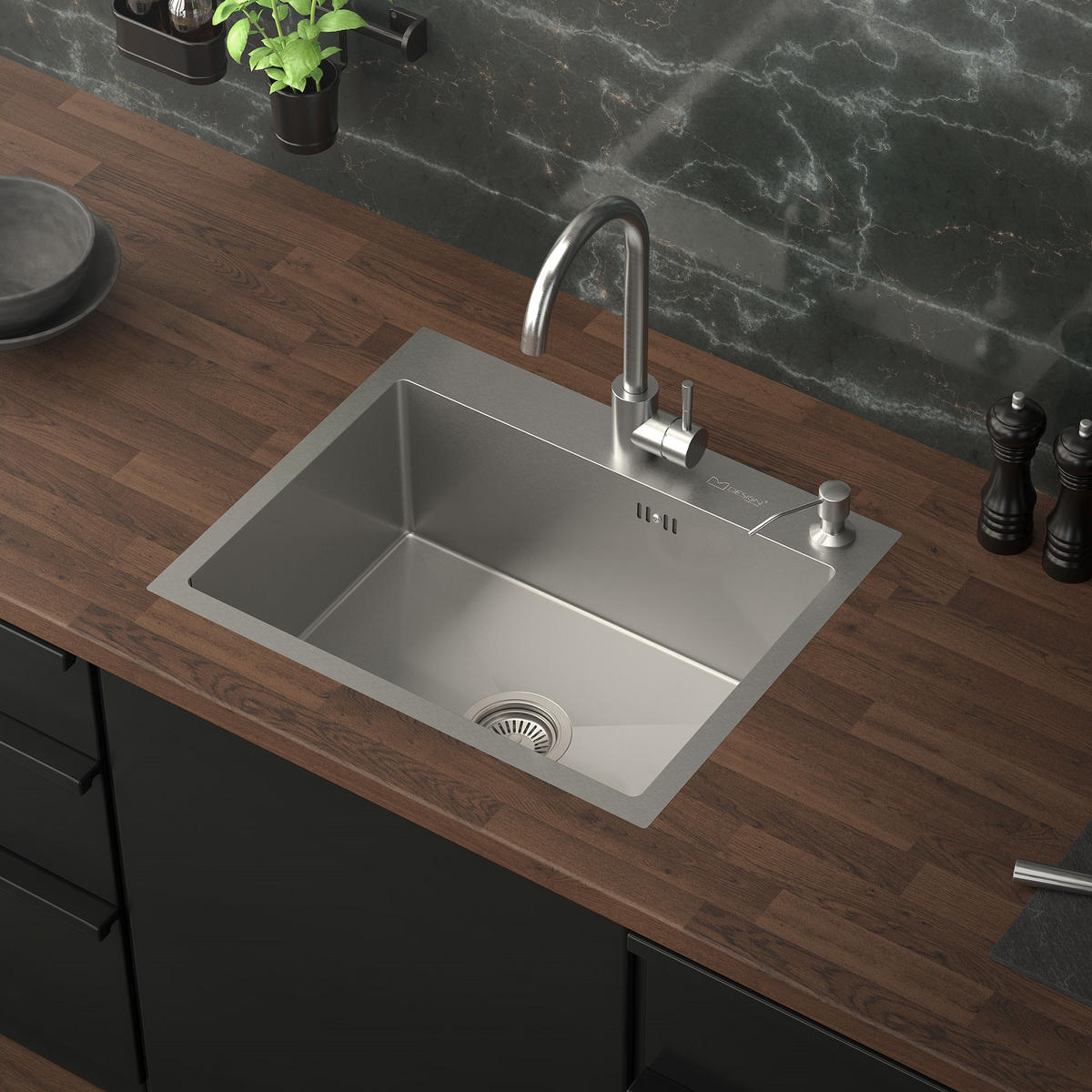 SPÜLBECKEN Edelstahl 55/45cm - Silberfarben, Metall (45/20/55cm) - ML-DESIGN