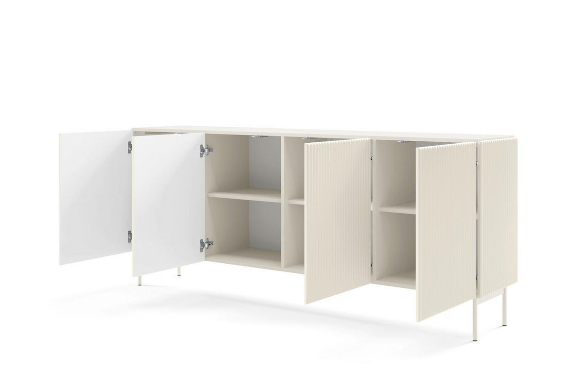 SIDEBOARD MUTI 195 cm Kaschmir - mit Riffel-Fronten und Push-to-Open-System - Kaschmir, Holz/Holzwerkstoff (195/81/40cm) - Ravio