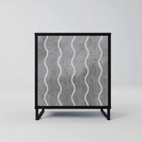 SIDEBOARD WAVES OF CONCRETE, Schwarz, 57,5x42x67,5 cm, Schwarze Metall-Rahmenfüße - Multicolor/Schwarz, Holzwerkstoff/Metall (57.5/67.5/42cm) - SpaceRebels