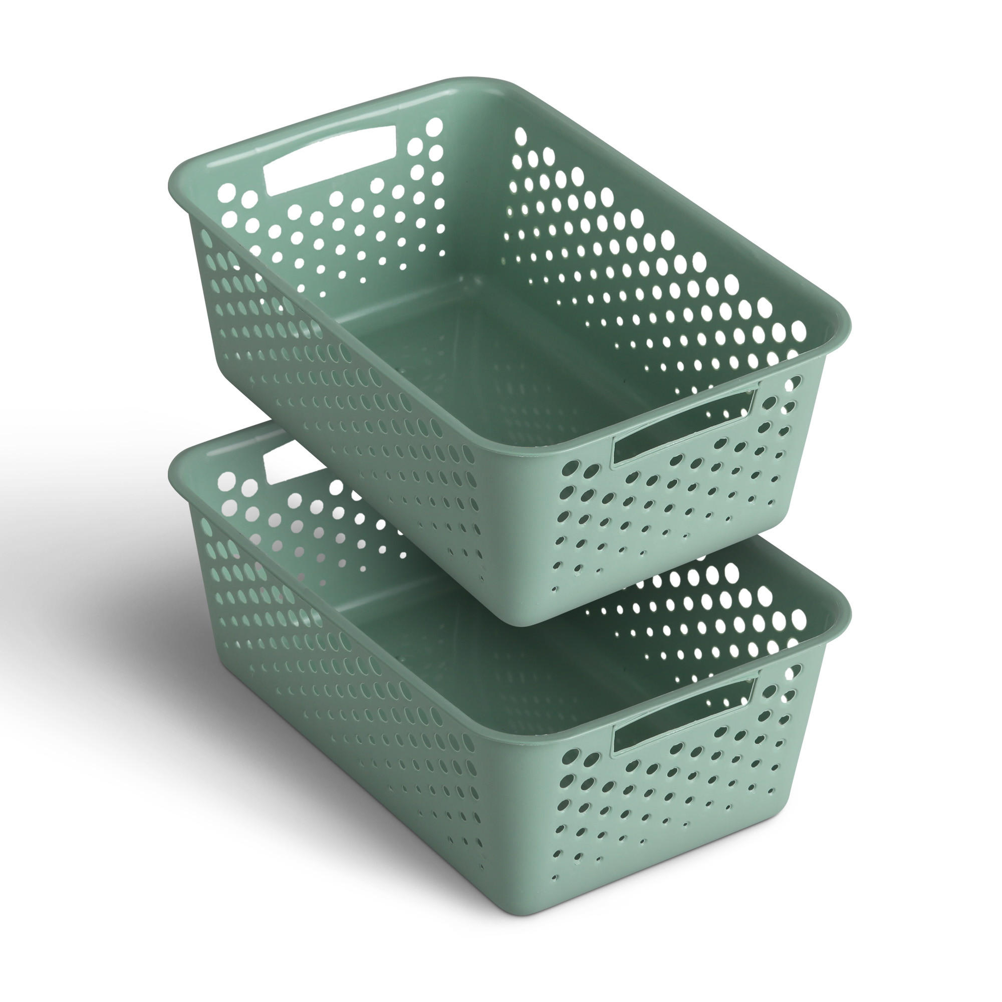 AUFBEWAHRUNGSKORB Grün 30x20x11 cm - 2er Pack - Grün, Kunststoff (20/11/30cm) - ProHome