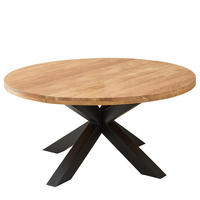ESSTISCH mit Massivholzplatte - Mango massiv / Eisen - Schwarz/Braun, Holz/Metall (160/160/75cm) - home24