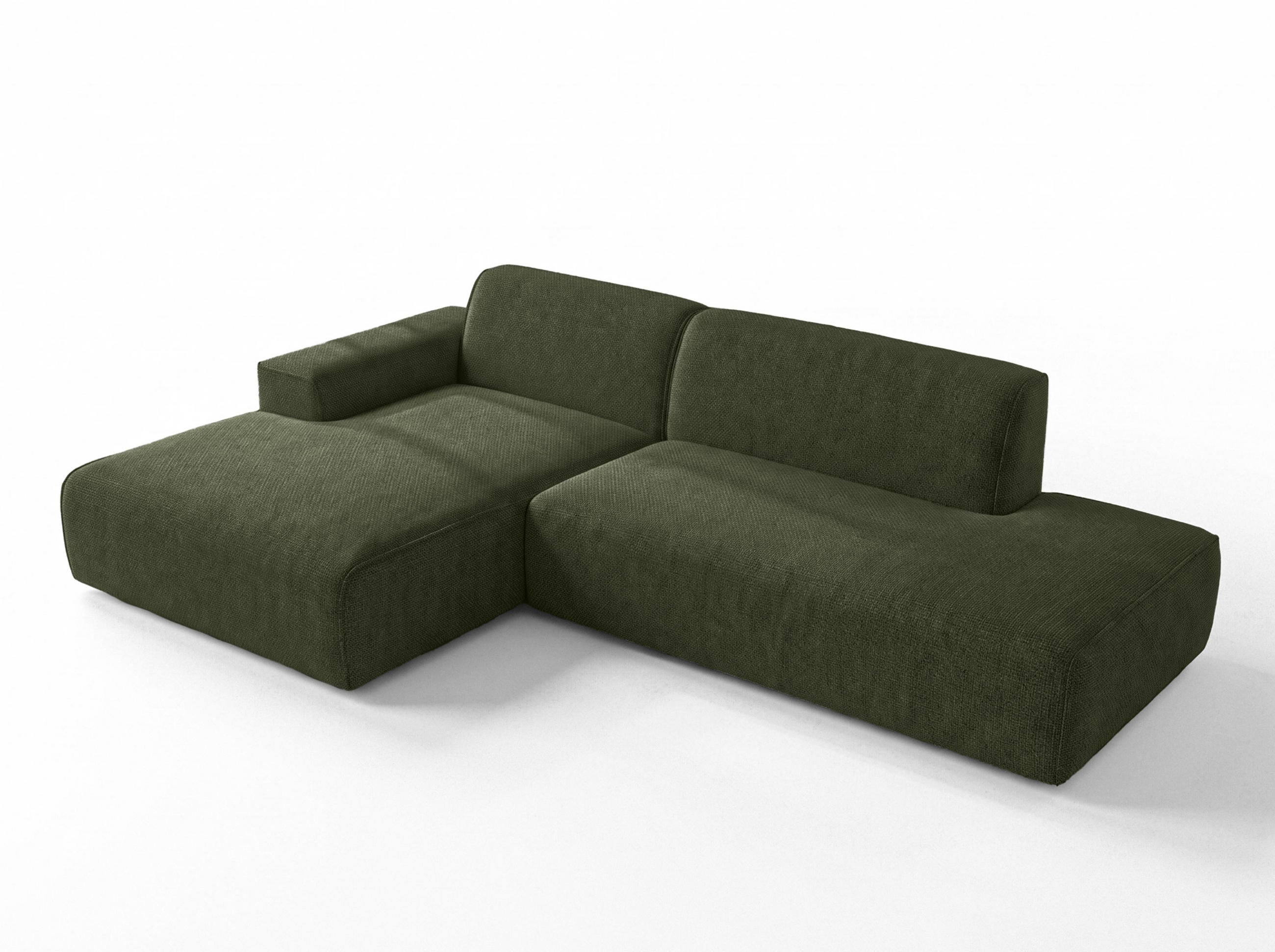 ECKSOFA L Form Didim Duo Grün 288/162/80 cm – stilvolle kleine Eckcouch Links - Schwarz/Grün, Kunststoff/Textil (288/162cm) - AX Living