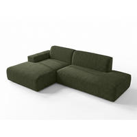 ECKSOFA L Form Didim Duo Grün 288/162/80 cm – stilvolle kleine Eckcouch Links - Schwarz/Grün, Kunststoff/Textil (288/162cm) - AX Living