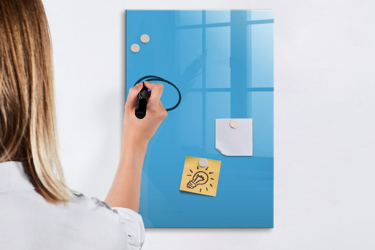 MAGNETTAFEL 40x60 Blau schwarzer Marker - Blau, Glas (40/0.4/60cm) - TULUP