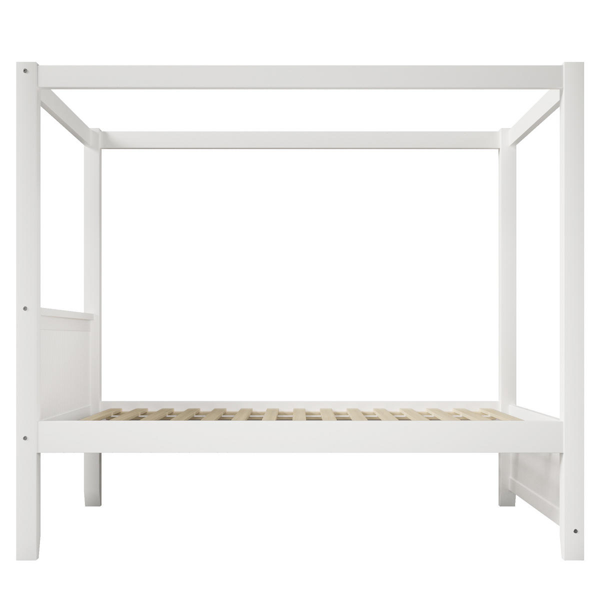 HIMMELBETT 90x200 cm mit dekorativem Dachrahmen, Weiß - Weiß, Holz (90/200cm) - KOMHTOM