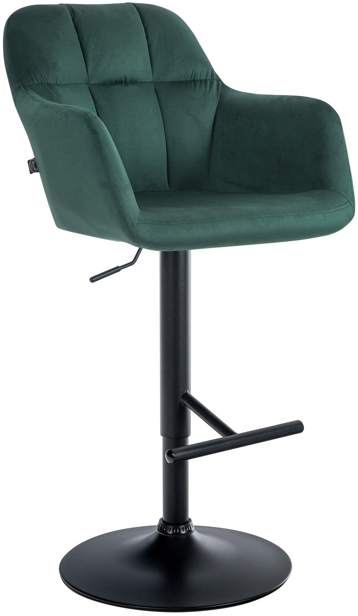 BARHOCKER Nardo Samt schwarz grün - Schwarz/Grün, Textil/Metall (57/118/59cm) - TPFLiving