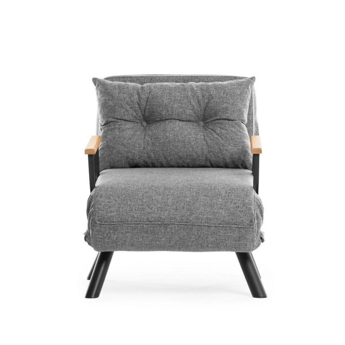 SESSEL mit Stoffbezug und Metallfüßen, umwandelbar 67/50/41 cm - Grau, Metall (50/41/67cm) - Calicosy