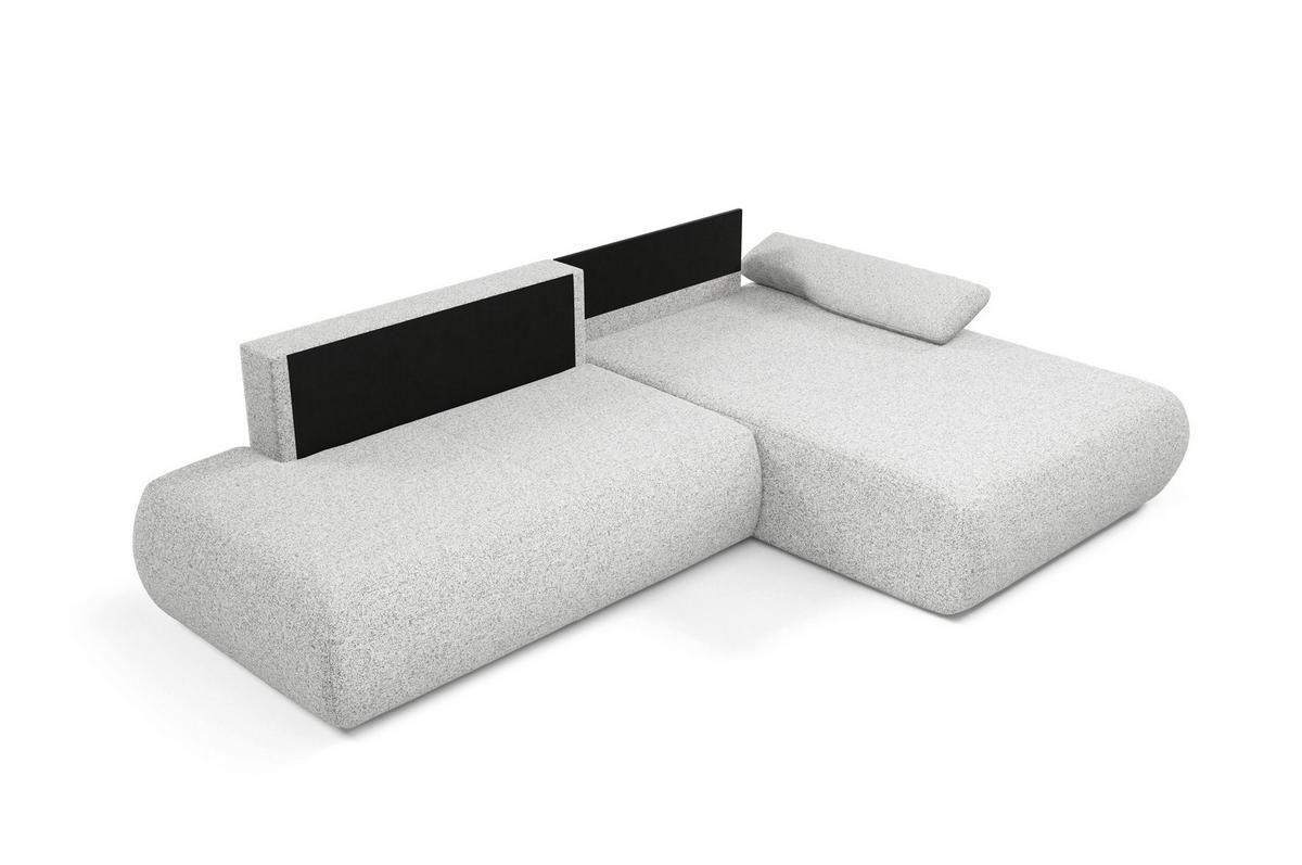 ECKSOFA DELTA R-S Hellgrau Geflochtener Stoff mit Schlaffunktion - Hellgrau, Holz (286/173.5cm) - MASSENO