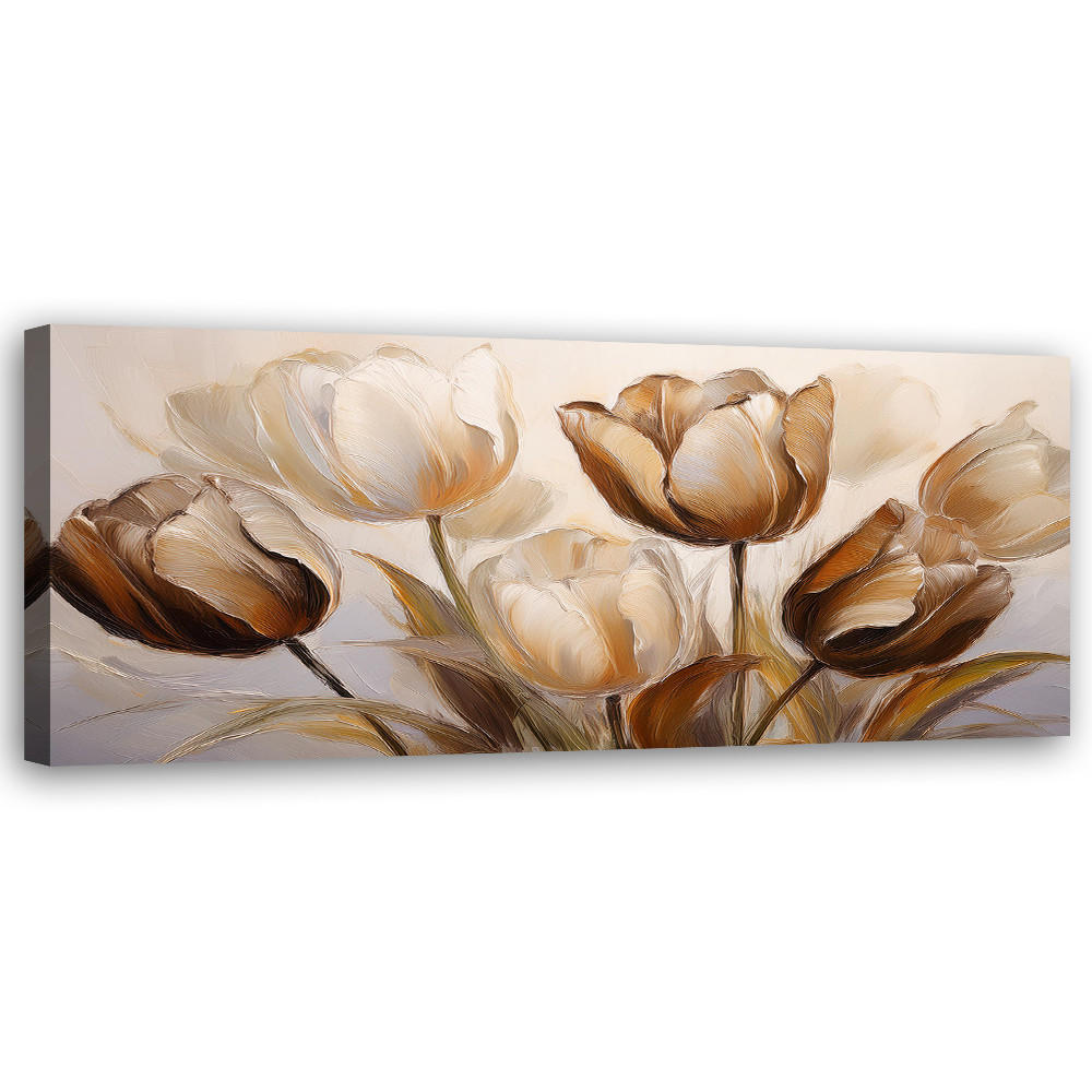 WANDBILD tulpen blumen sepia beige - Beige, Textil (90/30cm) - Feeby