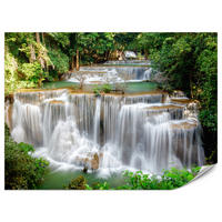 FOTOTAPETE für Esszimmer Panorama Waldwasserfall Bäume Pflanzen Natur 300x210 - Beige/Braun, Papier (300/210cm) - Muralo