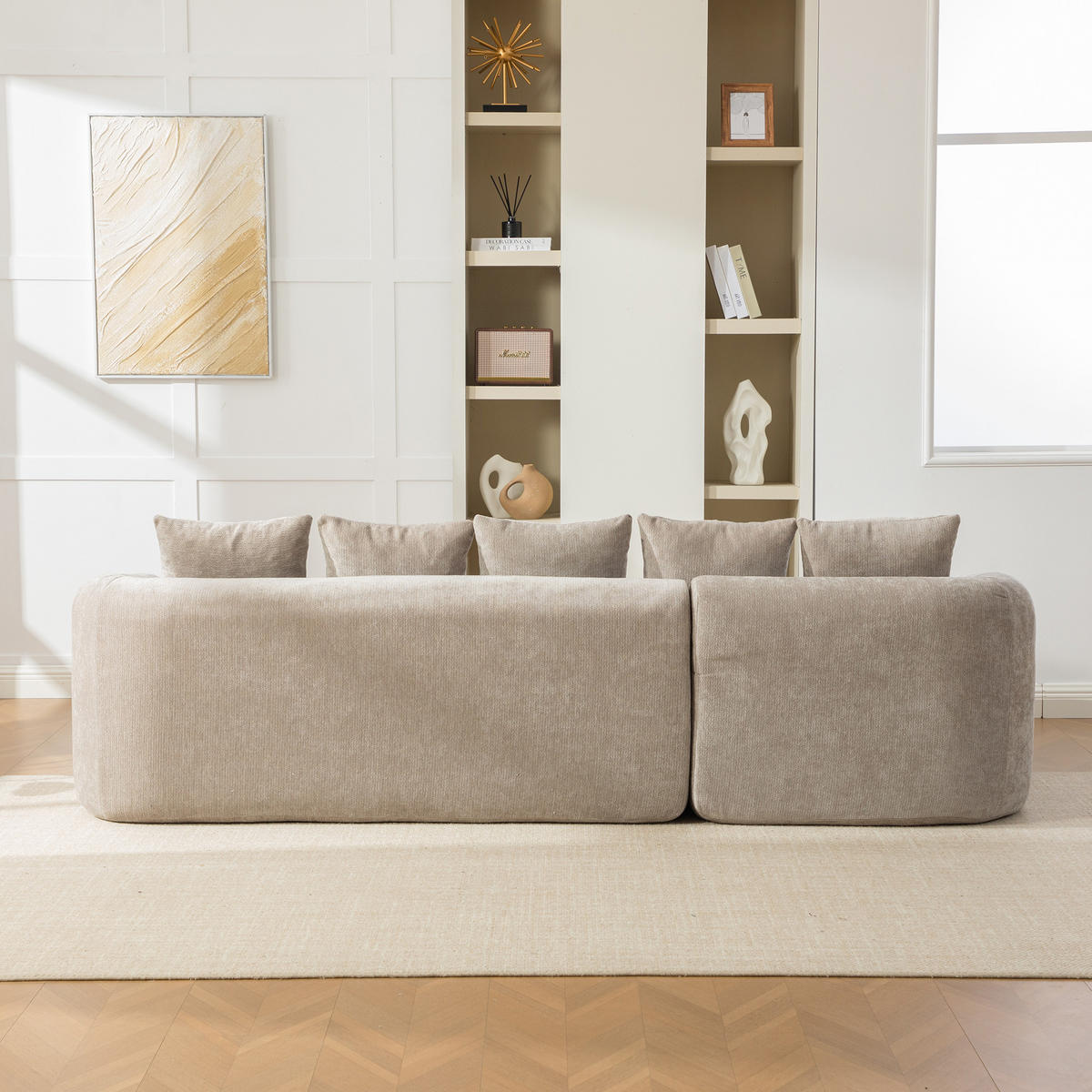 ECKSOFA Chenille Grau mit Kissen - Grau, Textil (270/172cm) - WISHDOR