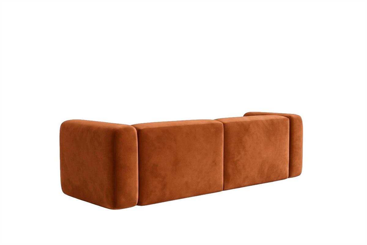 SOFA 2-Sitzer, Velvet-Stoff Bluvel, Zimtfarbe, GRETA - Orange, Holz (228/70/89cm) - Kaiser Möbel