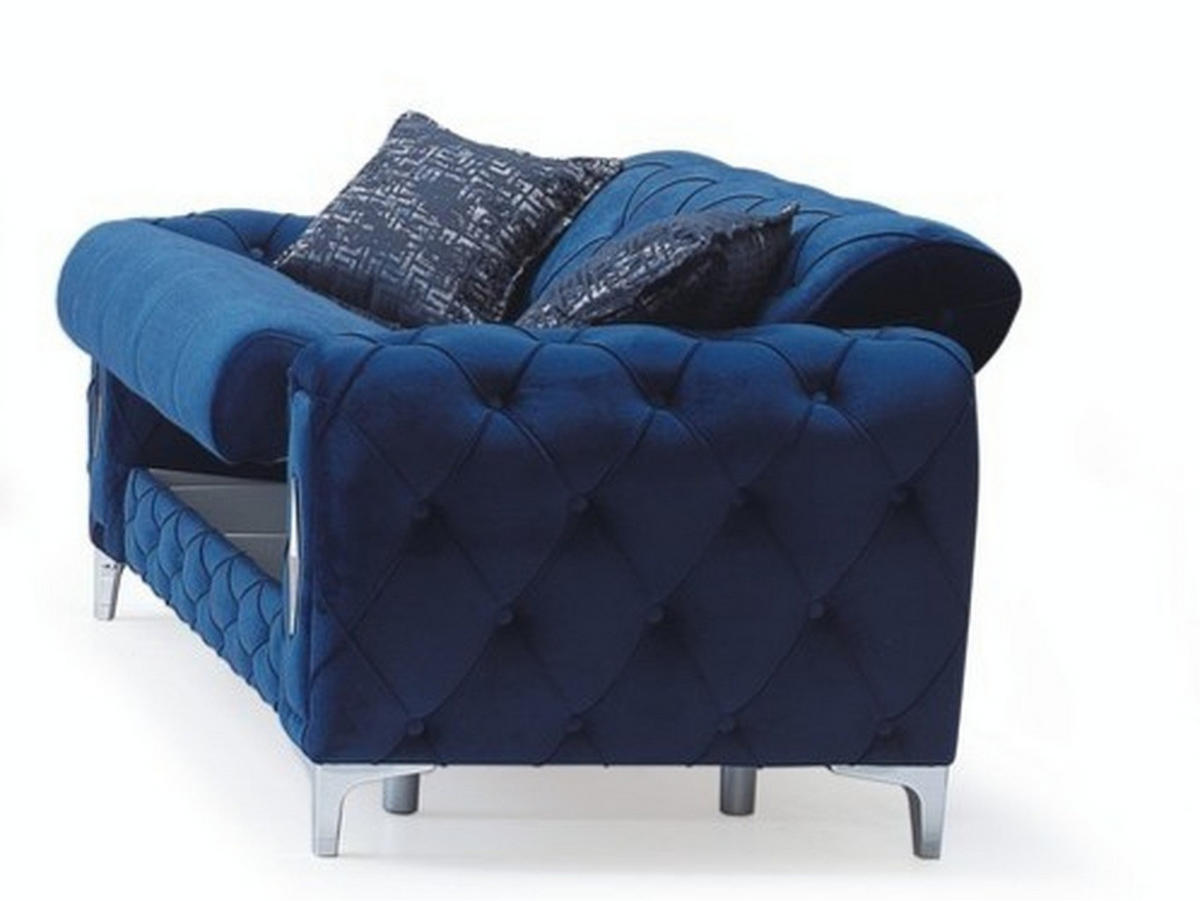 SITZGARNITUR Patna, Blau Stellvariante 2+2+1 - Blau, Holzwerkstoff/Kunststoff (180/80/100cm)