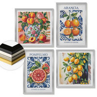 WANDBILDER 4er Set - 50x50 cm & 40x60 cm Silberner Rahmen - Italienische Zitrus-Modeplakate - Silberfarben, Kunststoff (50/50cm) - ArtPrintCave
