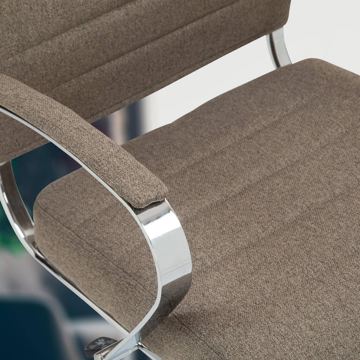 BÜROSTUHL Rynex Stoff taupe - Taupe/Chromfarben, Textil/Metall (57/100/62cm) - TPFLiving