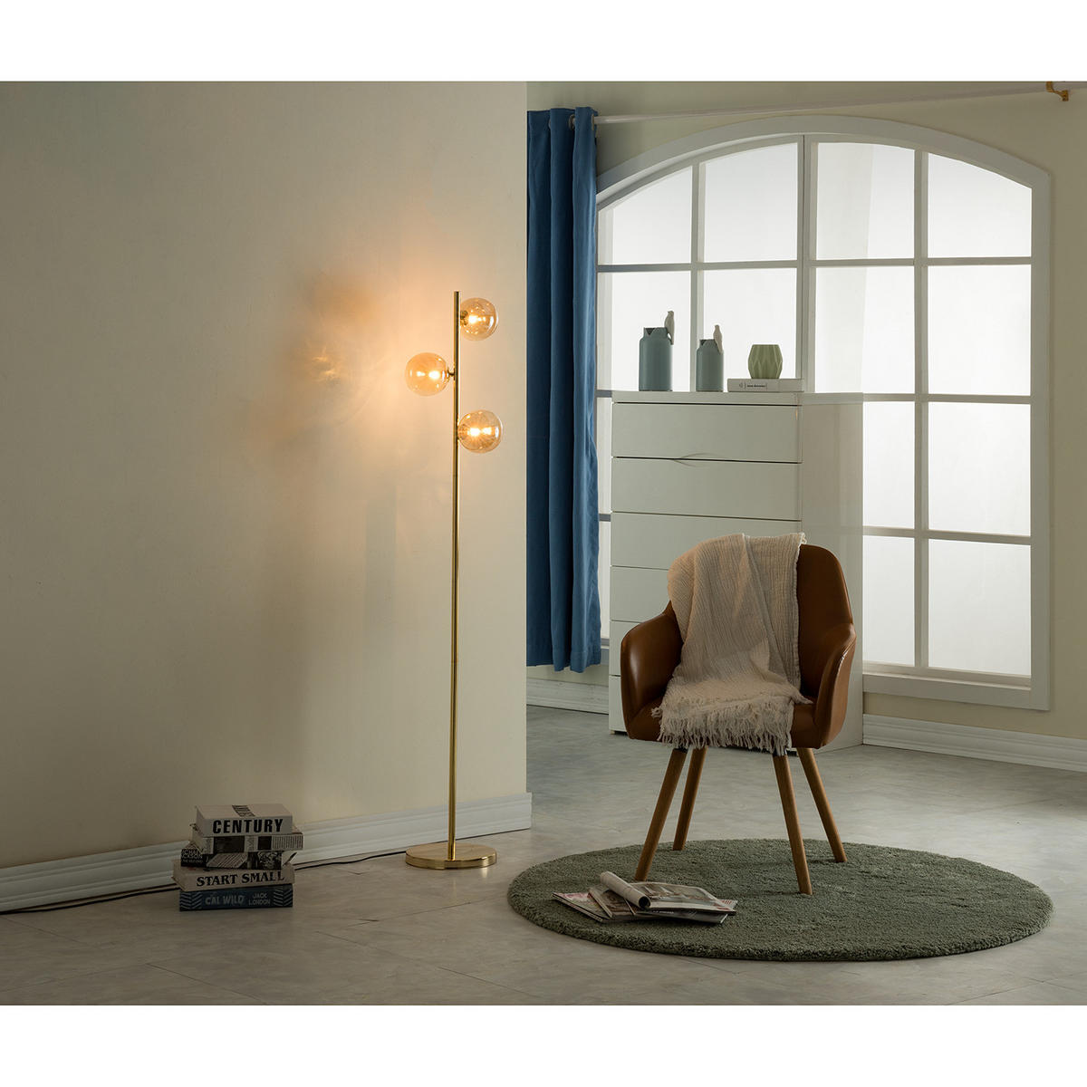 STEHLEUCHTE - Metall - Goldfarben, Glas (28/28/153cm) - home24