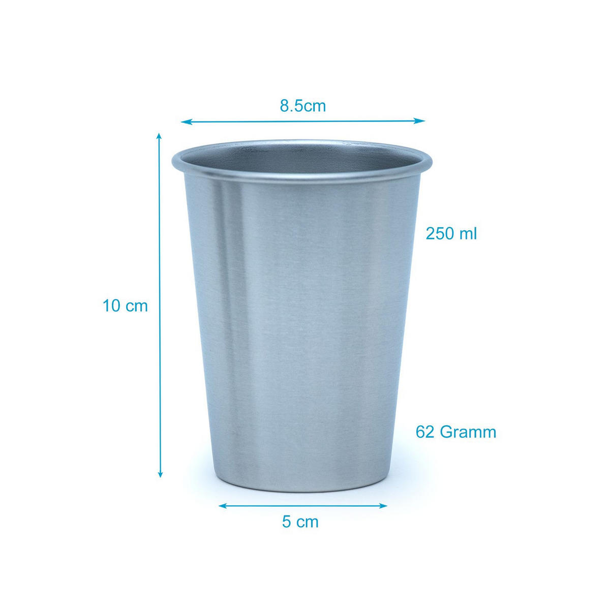 CAMPING BECHER SET Edelstahl - Silberfarben, Metall (0.35L) - Intirilife