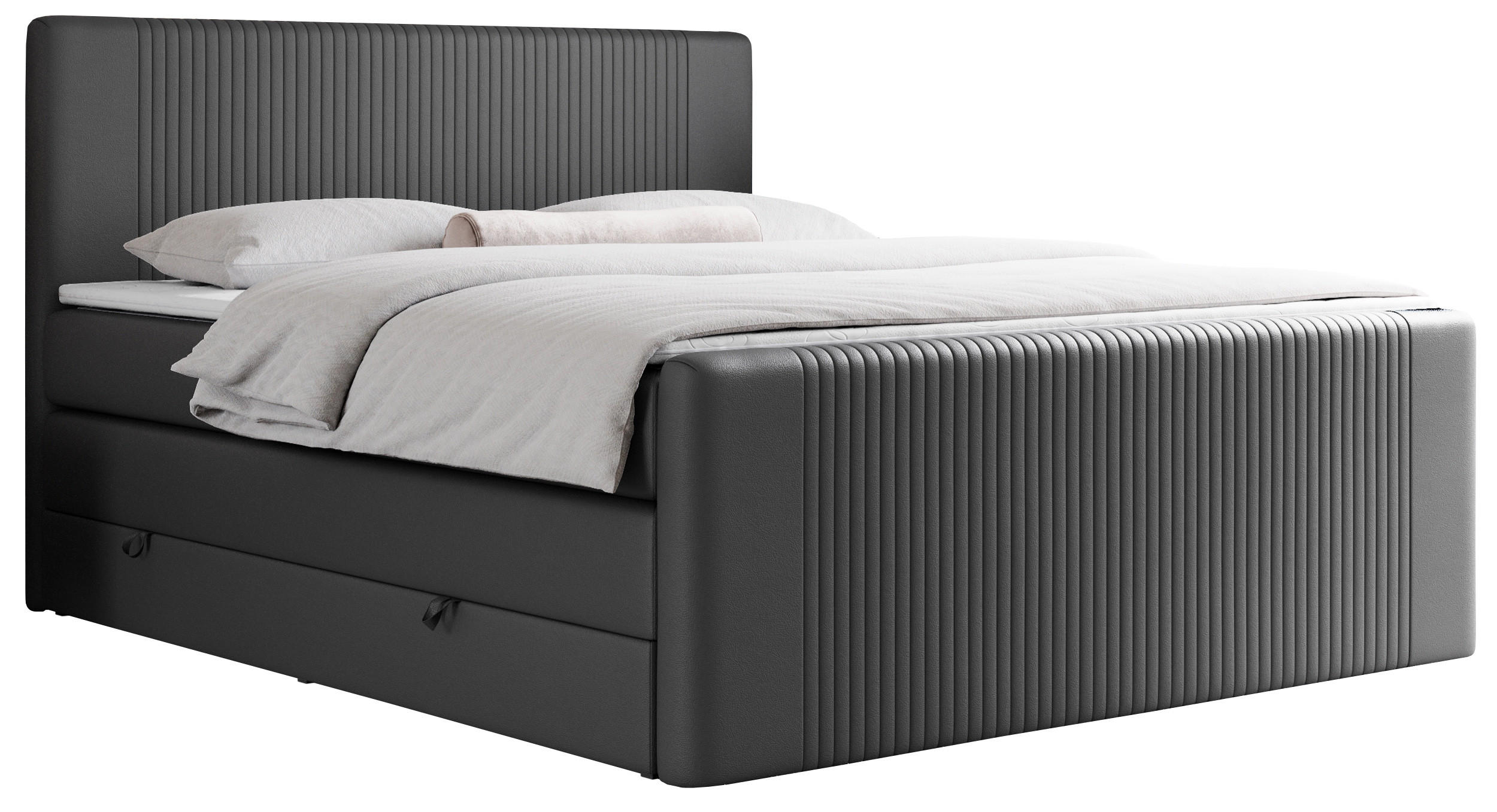 BOXSPRINGBETT KING DOREN 160/200 Dunkelgrau Kunstleder - H3 - Dunkelgrau, Holz/Textil (160/200cm) - MKS
