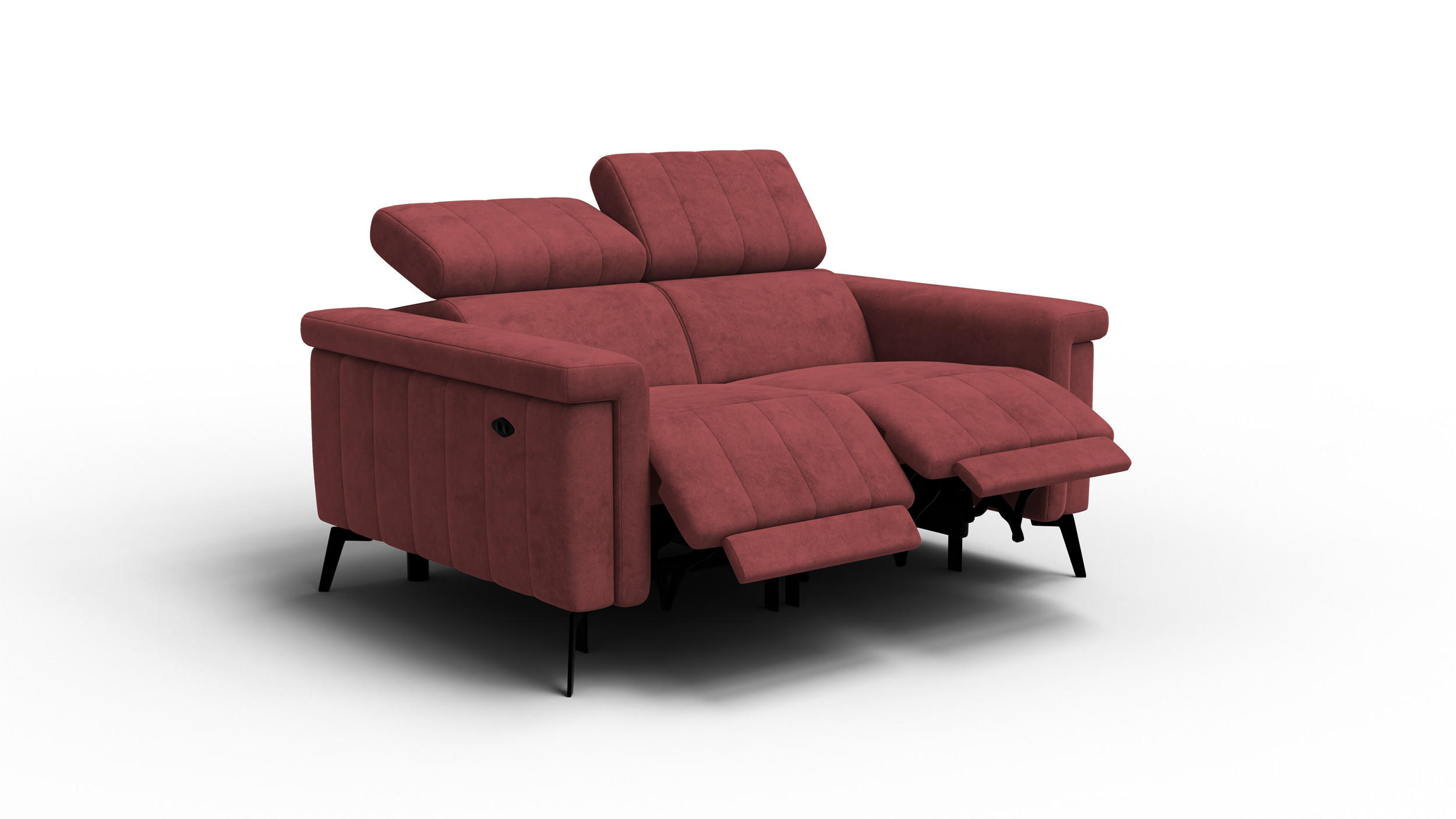 RELAXSOFA NORDEL 2-Sitzer, bordeaux - Bordeaux/Schwarz, Holz/Textil (150/80/105cm) - Courtois Laville