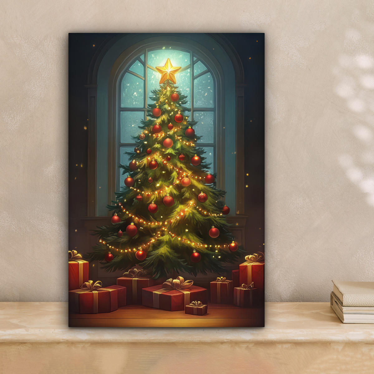 LEINWANDBILD Weihnachtsbaum - Geschenk - Winter 20x30 cm - Grün, Textil (20/30cm) - MuchoWow