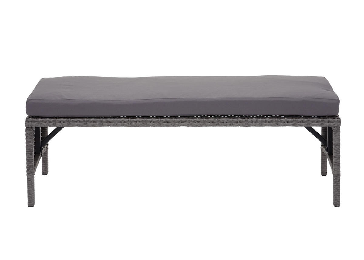 POLY-RATTAN SITZBANK Grau - Grau, Kunststoff (112/35/30cm) - MCW