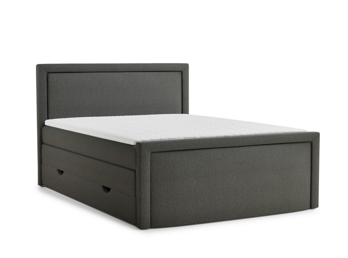 BOXSPRINGBETT Fresco 160/200 cm, in Graphit, Bettkasten, Matratze, Topper - Schwarz/Graphitfarben, Holz/Holzwerkstoff (160/200cm) - Maison de Reve