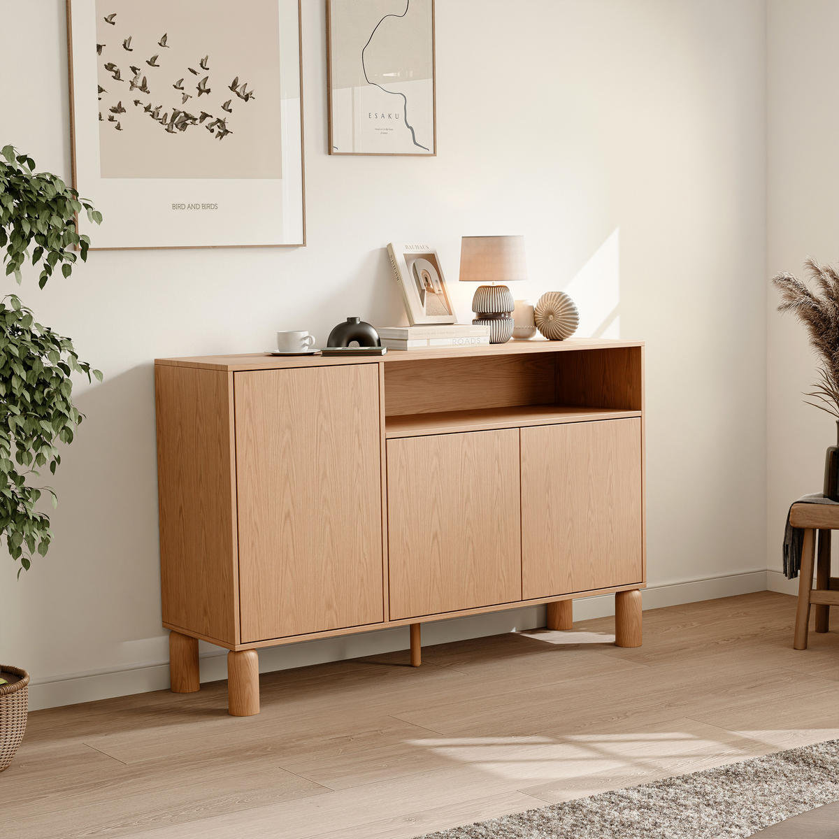 KOMMODE SENA mit Schränken - Naturfarben, Holzwerkstoff (140/91.6/40.6cm) - Idohome