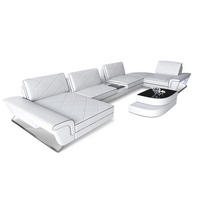 WOHNLANDSCHAFT Bari U - Schwarz/Weiß, Leder (456/89/243cm) - Sofa Dreams